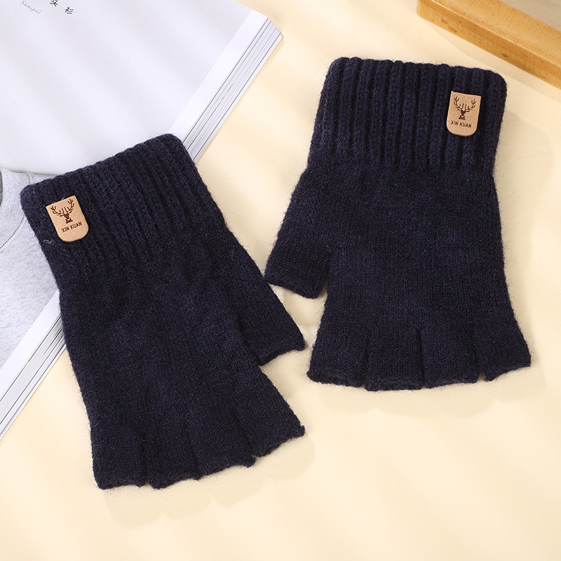 Spring Autumn Alpaca Wool Full Half-Finger Gloves Outdoor Cycling Warm Windproof Breathable Portable Simple Style Gloves
