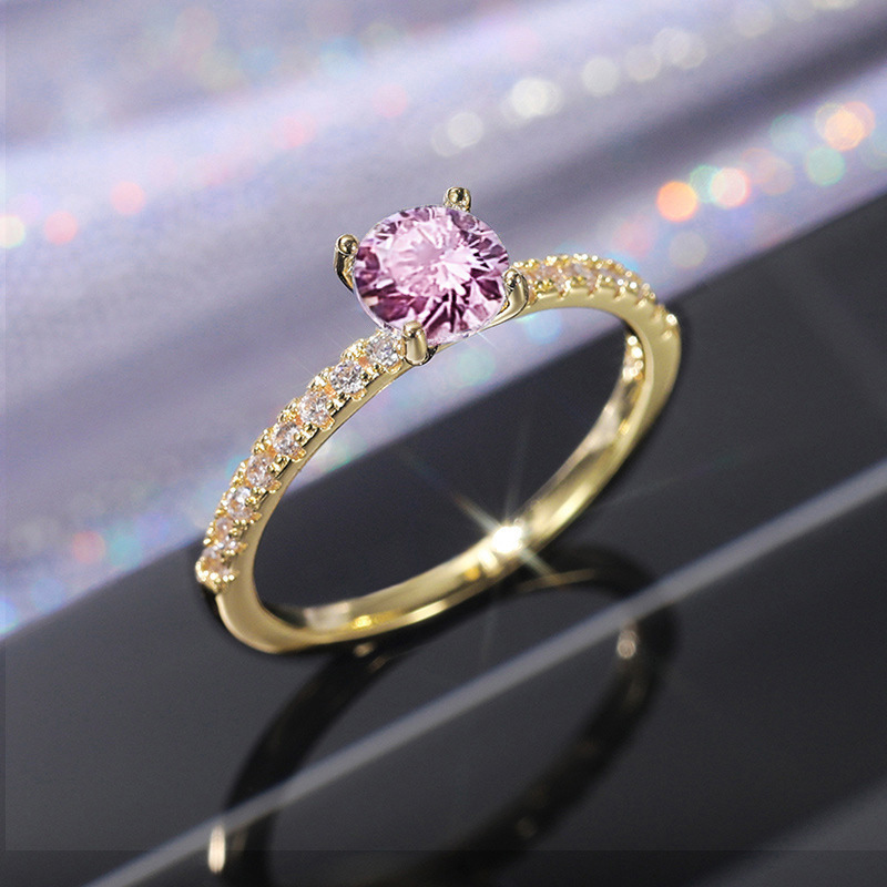 Cao Shi eBay Simple Zircon Engagement Wedding Ring Copper Plated White Gold Imitation Diamond Ring
