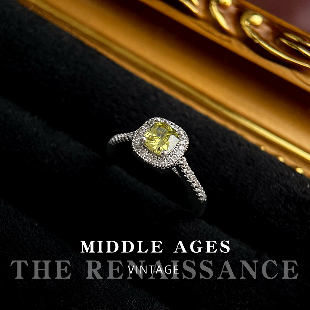 Vintage Retro Heavy Craft Colored Gem Zircon Ring Collection Adjustable Index Ring