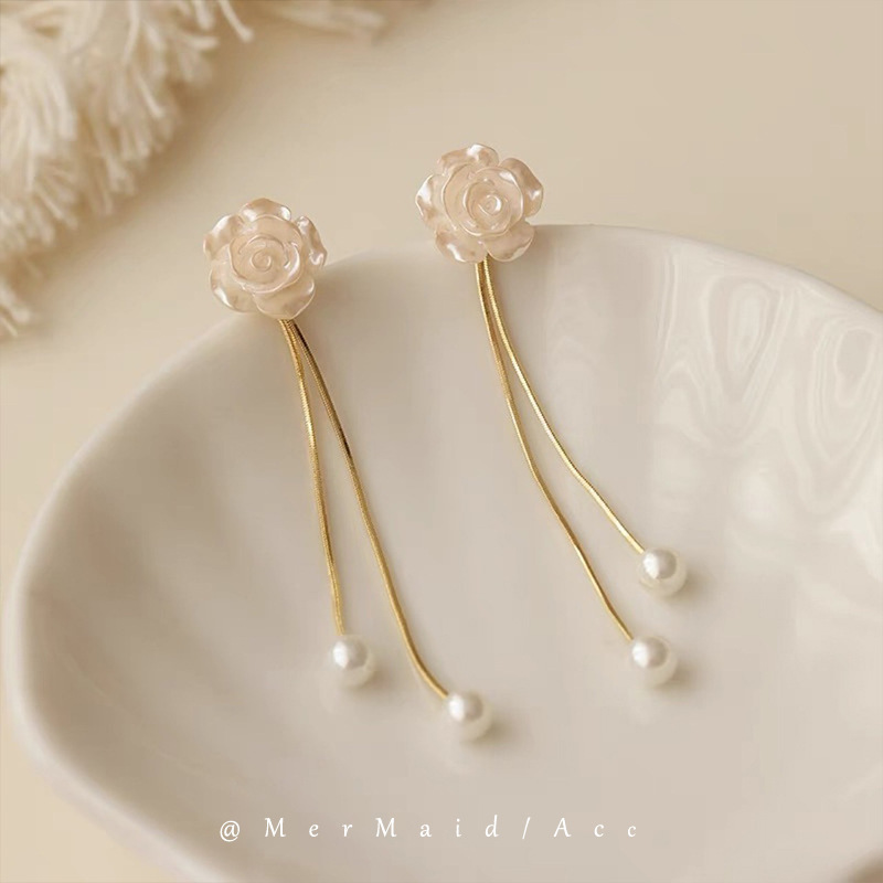Pearl Shell Tassel Earrings for Women Island Vacation Style Exaggerated Ear Accessories