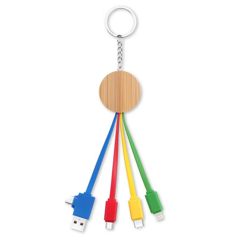 GRS eco-friendly bamboo wood multi-in-one wheat straw biodegradable charging cable multi-in-one USB phone charging cable