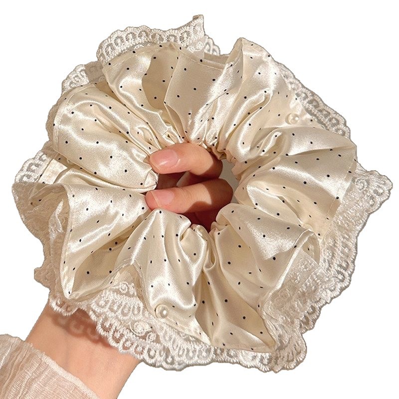 Sweet lace large hair scrunchie extra large ponytail elastic hair tie for women head accessory head flower