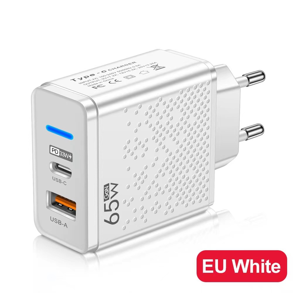 Glowing LED USB+PD Type-C Phone Charger Multi-Port US/EU/UK Travel Charger