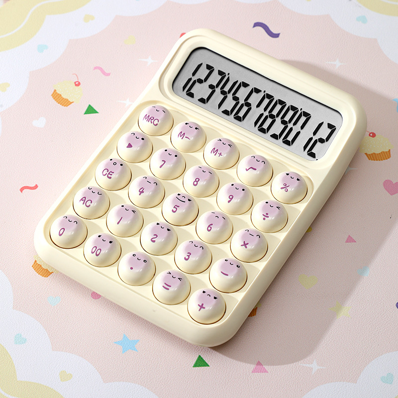 Soft bunny theme calculator 12-digit small cute smiley face computer student financial special computer