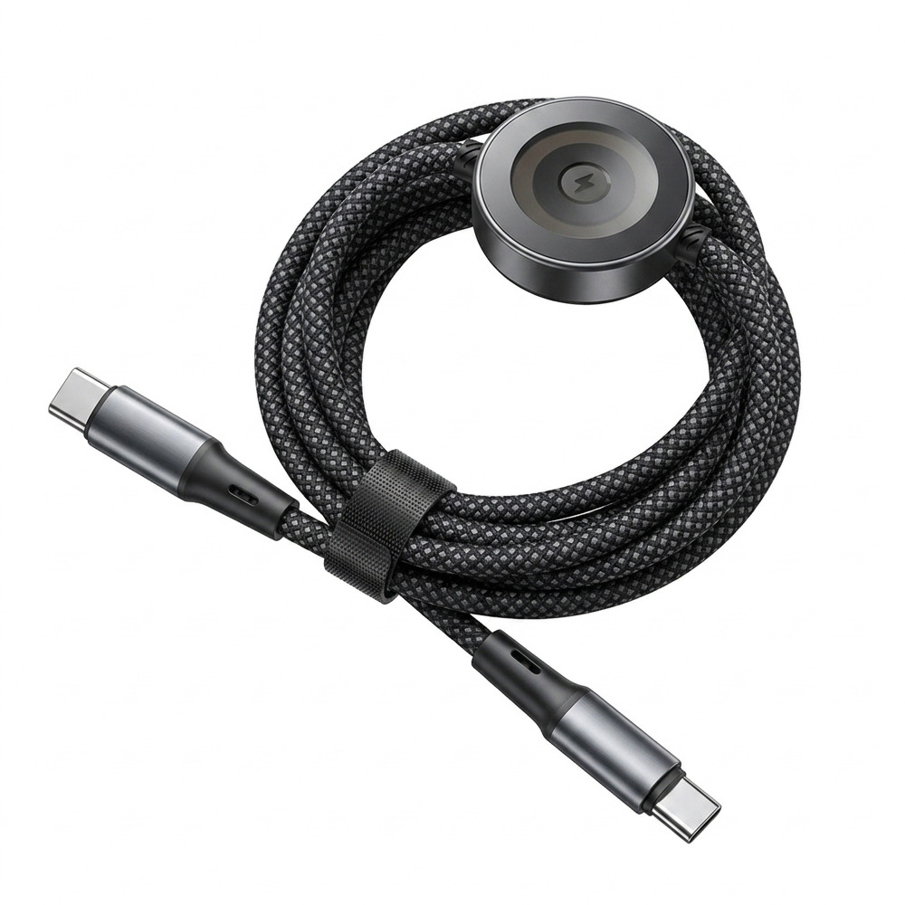 65W 2-in-1 charging cable for Apple iPhone and Watch, braided 2-in-1 data cable