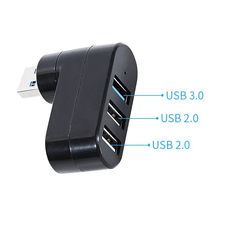 Computer rotating USB2.0 HUB splitter 3-port mini car hub 3-port expansion dock adapter