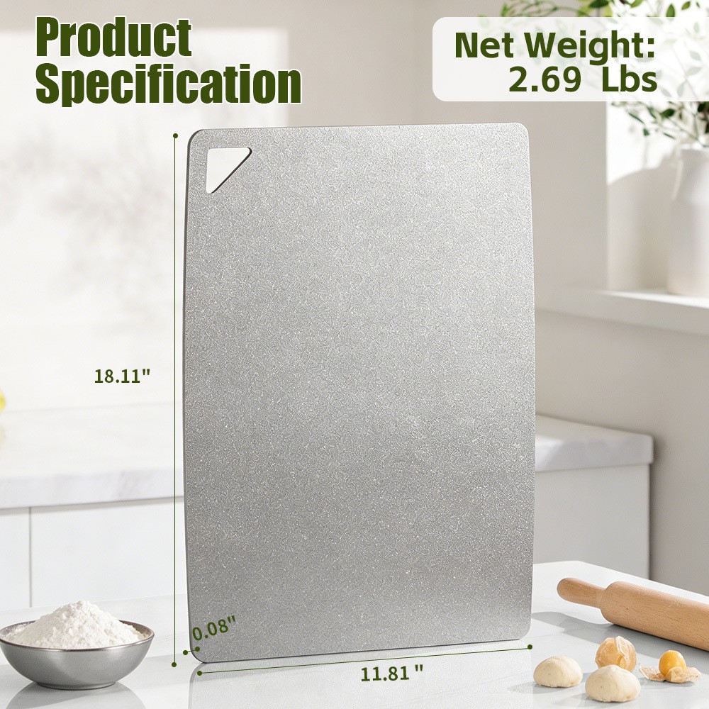 Antibacterial anti-mold ice crystal pure titanium cutting board kitchen meat cutting ice flower crystallization double-sided anti-slip full titanium cutting board