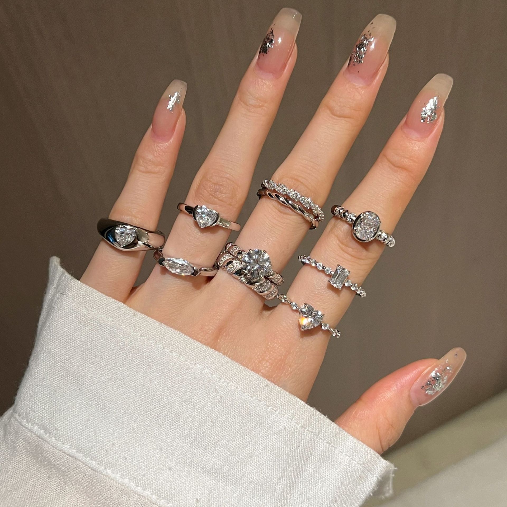 S925 sterling silver ring for women, white 5A zircon closed ring women's ring