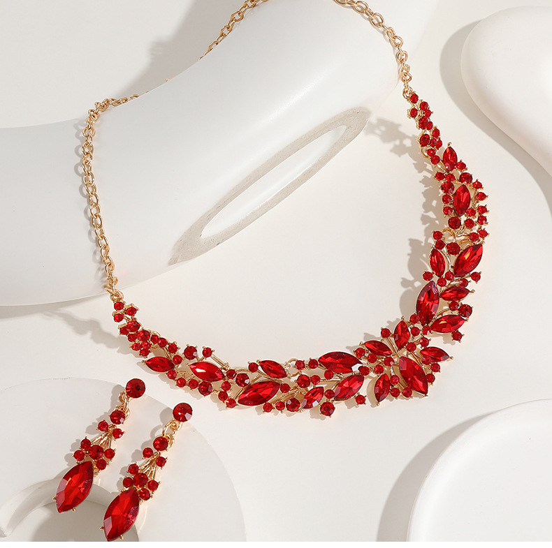 Crystal Necklace Earring Jewelry Set Bride Wedding Dress Accessories
