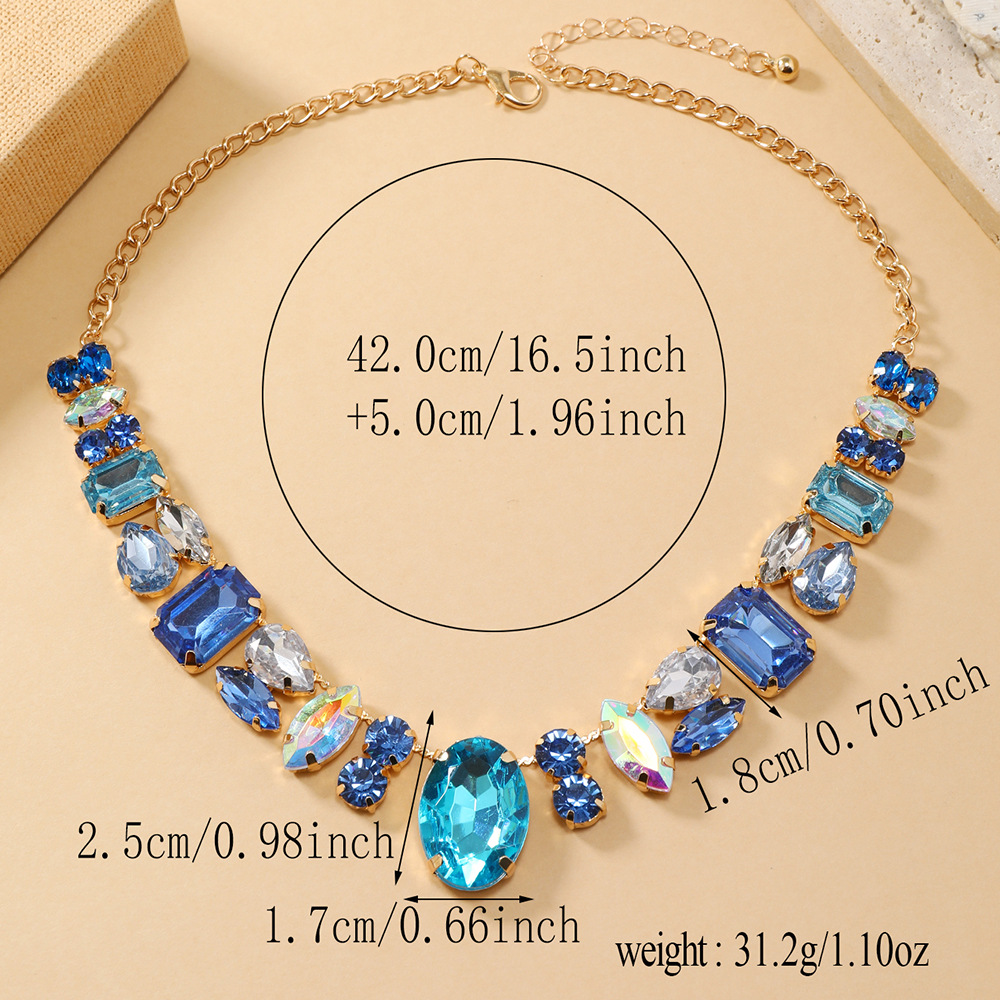 Exaggerated colorful diamond banquet necklace for women
