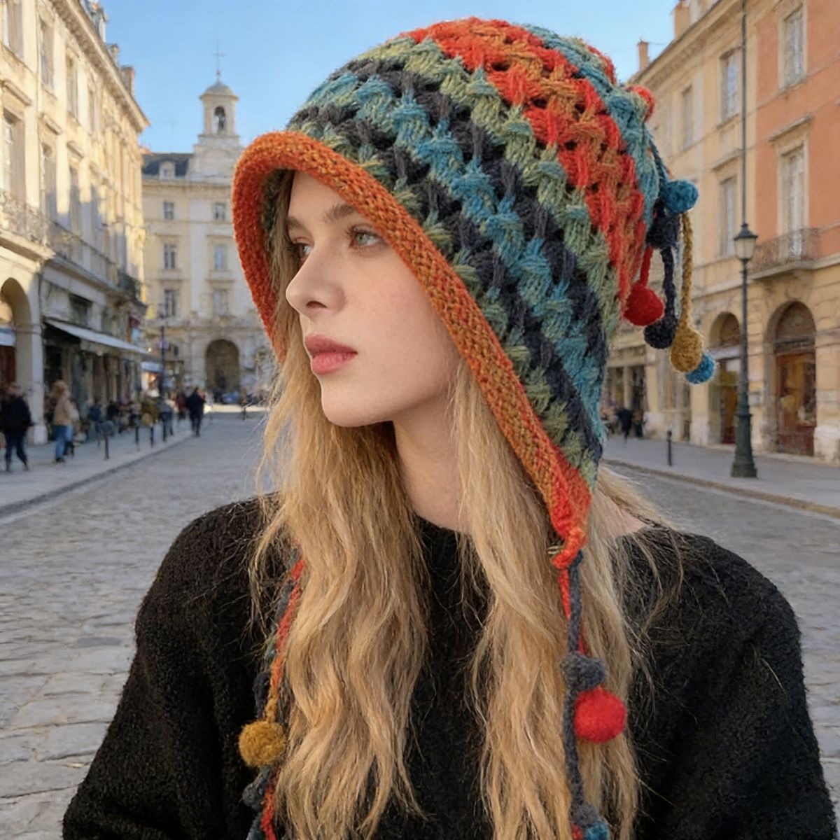 Deer velvet shawl ethnic style travel cape shawl women new Yunnan Lijiang knitted cape warm