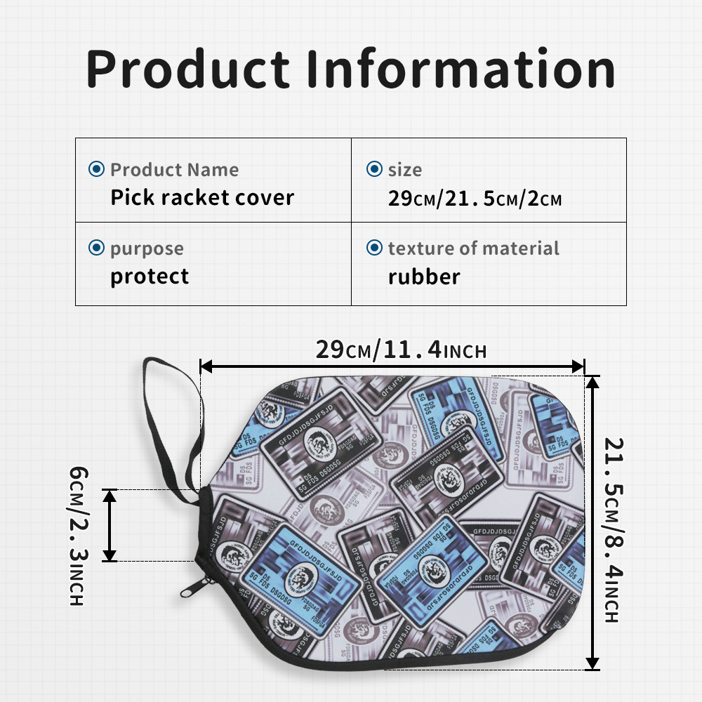 Pickleball paddle case, beach tennis racket bag, table tennis paddle bag, neoprene paddle protective case
