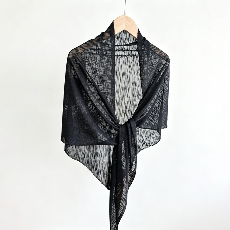 Spring and summer thin bamboo knot cotton triangle shawl Tencel linen blend air-conditioned cardigan outer scarf