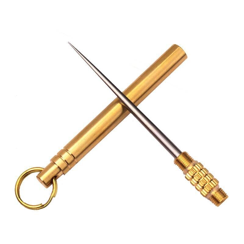 Portable TC4 titanium alloy toothpick, multifunctional fruit pick, convenient toothpick, brass tube body, self-defense tool