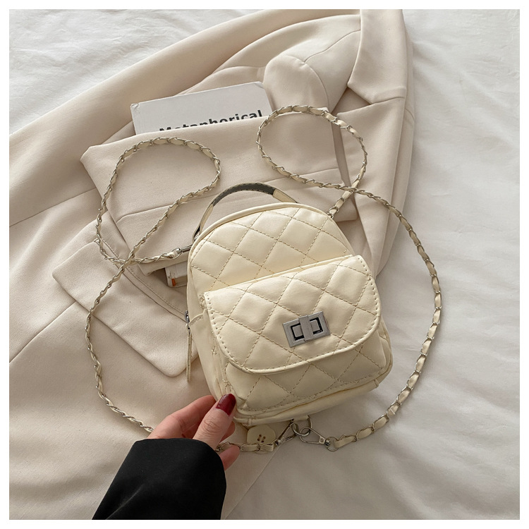 Niche mini backpack women 2026 new diamond grid chain casual multifunctional single shoulder bag