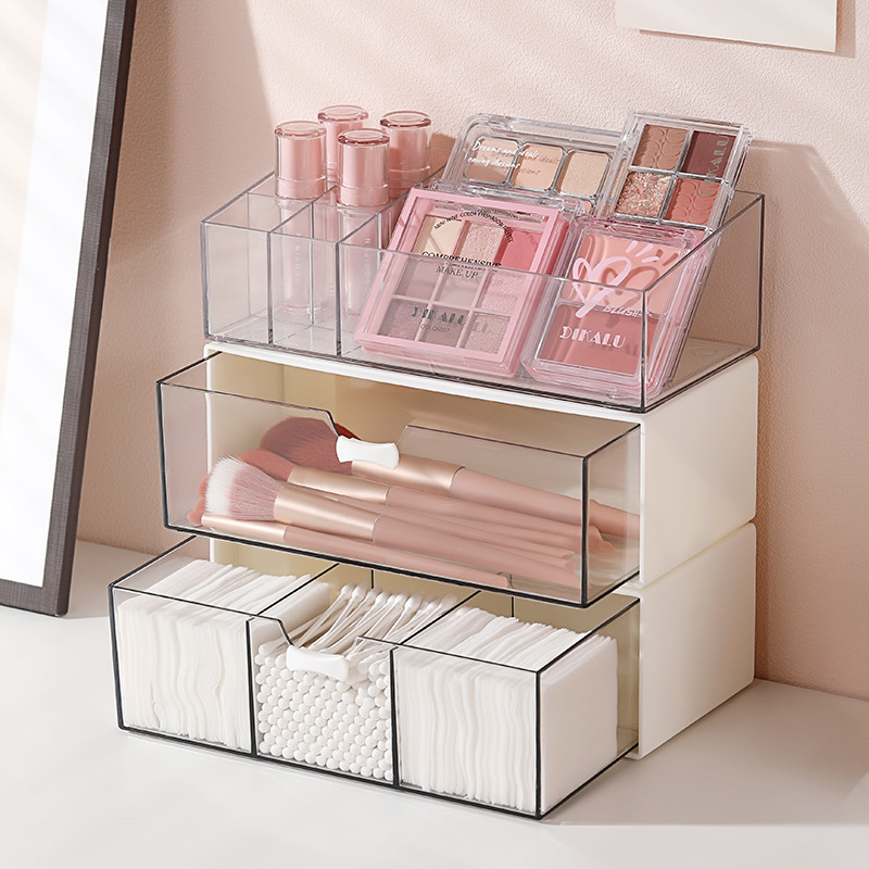 Mirror cabinet drawer storage box for cotton pads, layered shelf behind bathroom mirror, built-in shelf for bathroom cabinet