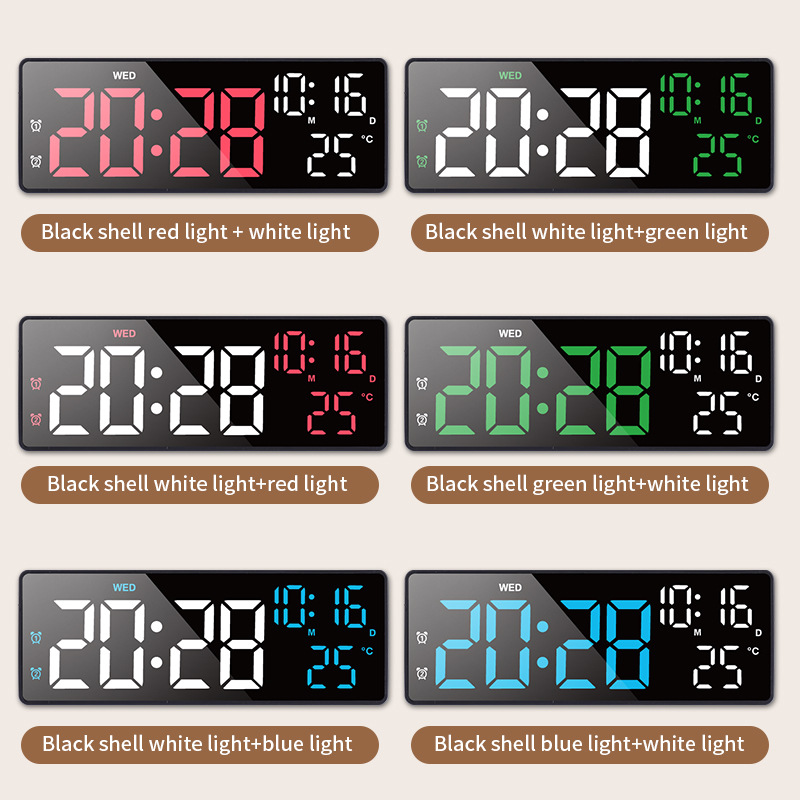 Touch Electronic Clock LED Large Screen Display Battery Plug-in Dual Use