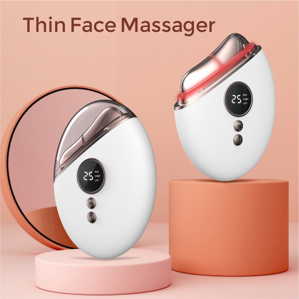 Constant Temperature导入仪 Unblock Body Microcurrent Meridian Brush Facial Massager Electric Gua Sha Board EMS Beauty Device
