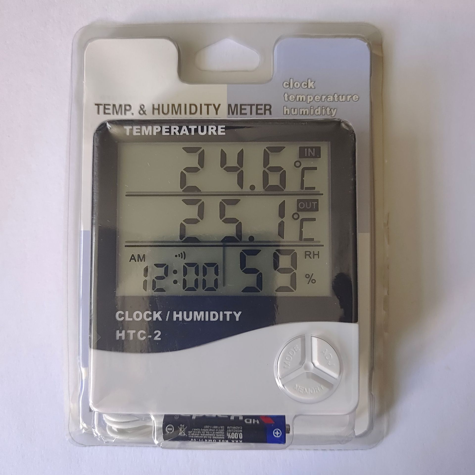 Thermometer hygrometer htc-2 indoor dry wet alarm clock temperature humidity meter electronic digital display time date alarm clock temperature control