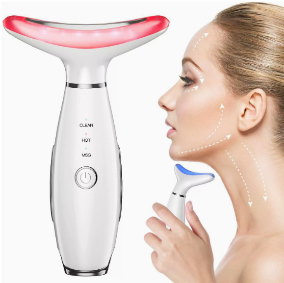 Microcurrent Neck Beauty Device Facial Seven Color Light Beauty Device Vibration导入 EMS Massage Stick Home Facial Neck Beauty Device
