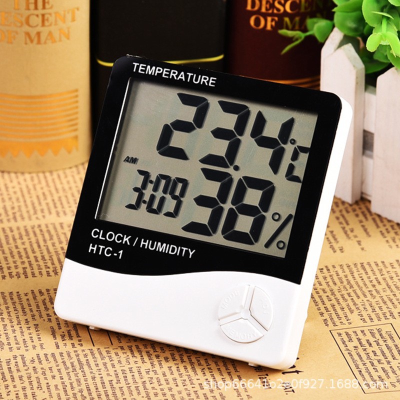 Household thermometer hygrometer htc-1 indoor dry wet electronic clock temperature meter smart industrial digital display thermometer hygrometer