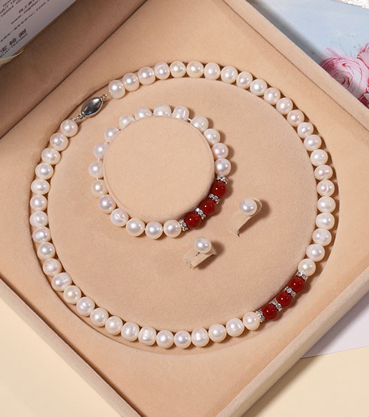 Zhuji Natural Freshwater Pearl Necklace for Women Real Pearl Set Clavicle Chain Mother's Day Gift