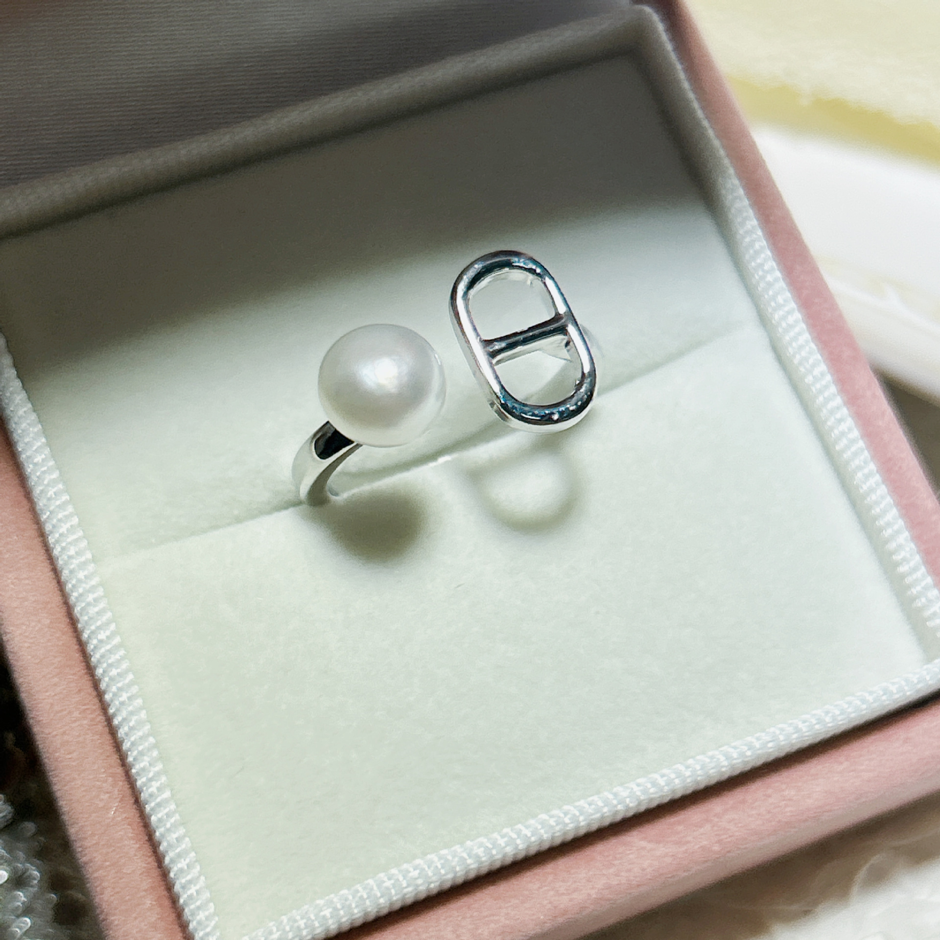 2026 New Butterfly Simple Open Ring Real Gold Electroplated Natural Freshwater Pearl Open Ring Live Stream Hot