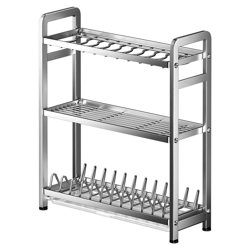 Stainless Steel New Kitchen Narrow Edge Bowl Rack Storage Rack Multi-Functional Plate and Chopstick Drip Rack