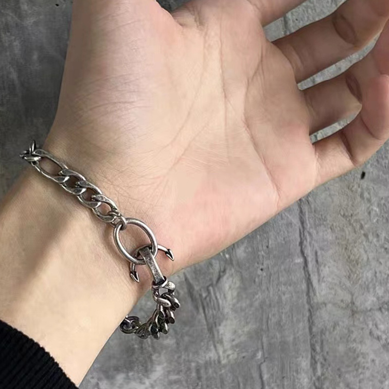 Hip-hop Element Bracelet Men's Cross Cuban Bracelet Vintage Metal Bracelet Men