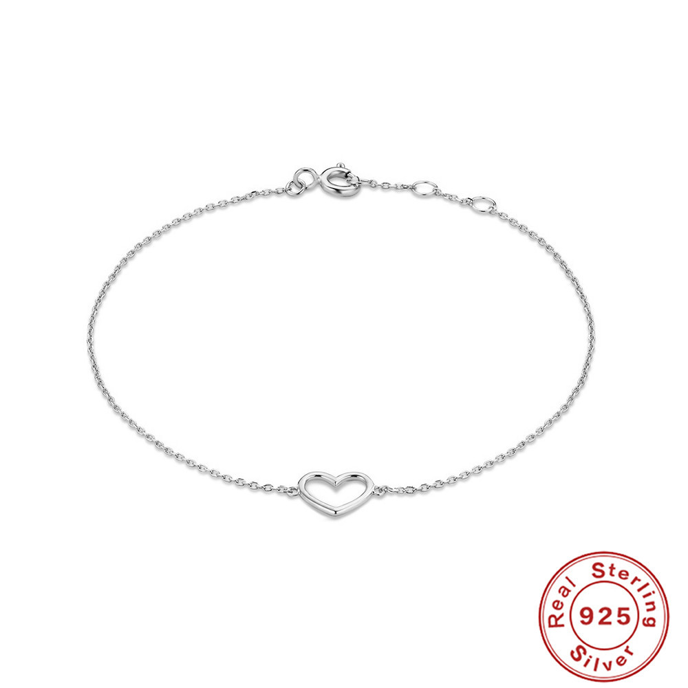 S925 sterling silver single diamond heart bracelet women's diamond-set accessories niche bracelet