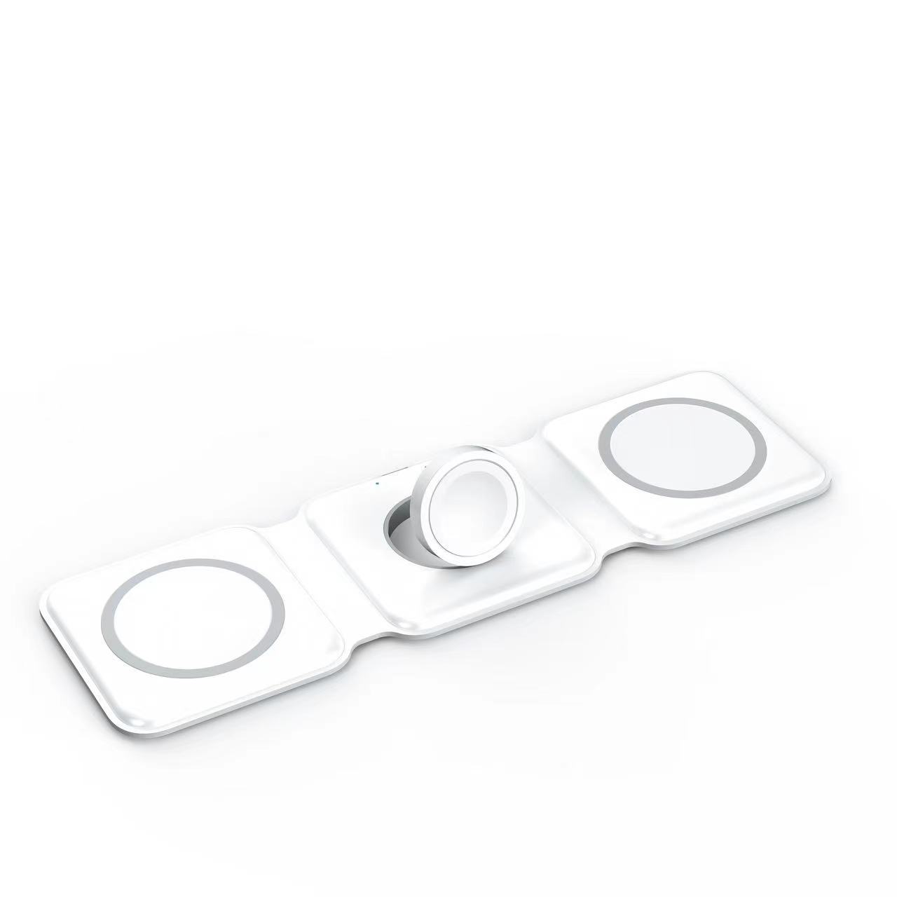 Foldable magnetic 15W wireless charger travel portable multi-function phone three-in-one wireless charger