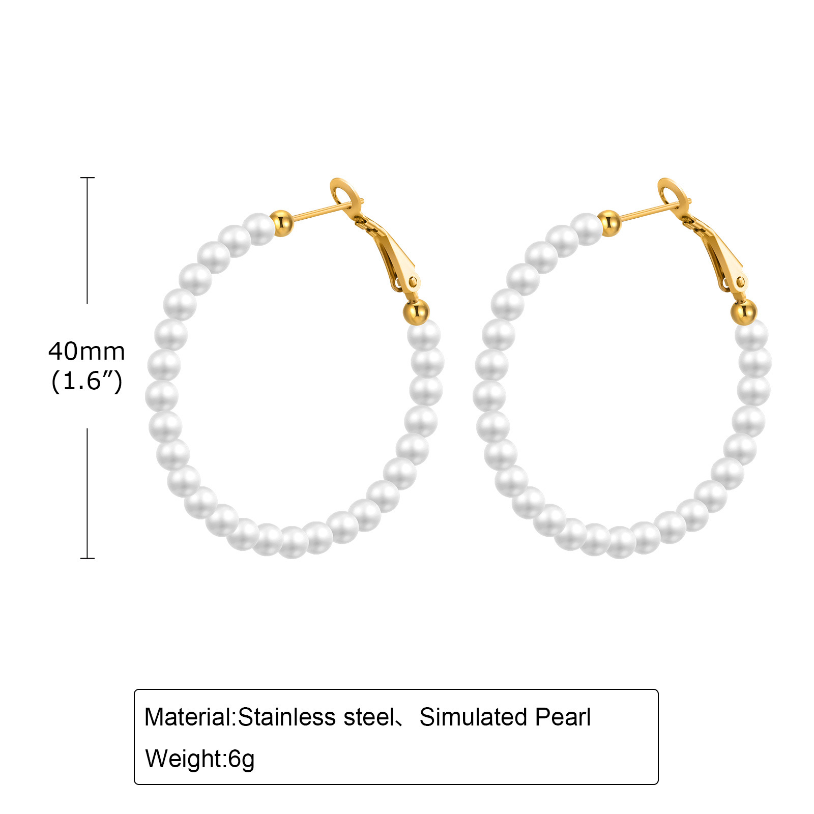 Stainless Steel Accessories Imitation Pearl C-Shape Earring Titanium Steel Earring Accessories Style Women's Gold Ear Stud
