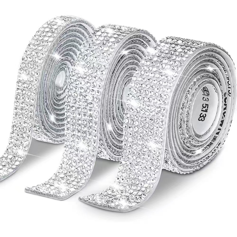 Rhinestone strip self-adhesive phone car hot melt rhinestone DIY decoration rhinestone with adhesive rhinestone drill decoration multiple rows optional