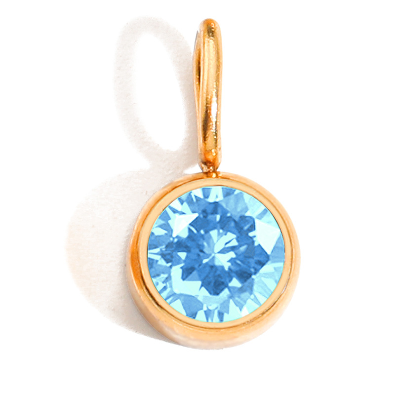 eManco Stainless Steel Jewelry Accessories 8mm Birthstone Pendant DIY Jewelry Accessories Colored Rhinestone Charm