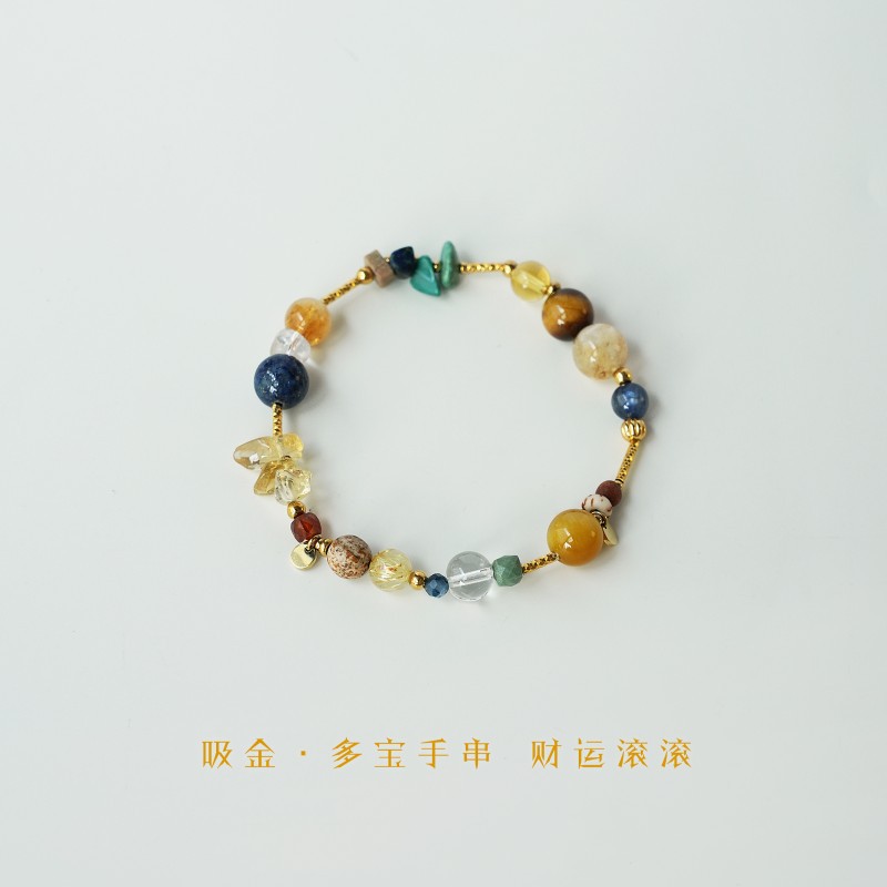 「Moss Green」Original Chinese-style natural multi-gem career bracelet, fortune and luck bracelet, gift