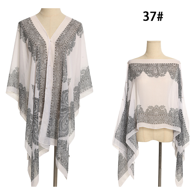 New Sun Protection Shawl Women Summer Chiffon Versatile Scarf Paisley Beach Silk Scarf