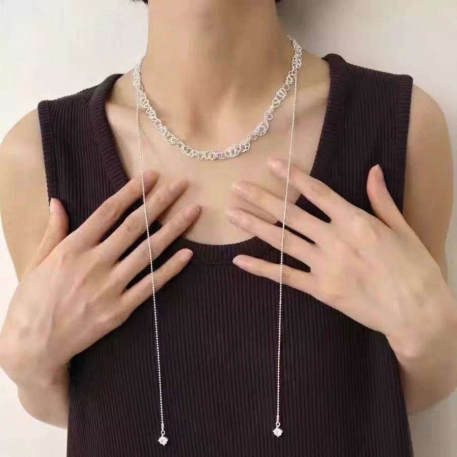 Moonlight hanging tassel lace necklace and bracelet, multiple ways to wear, niche collarbone chain