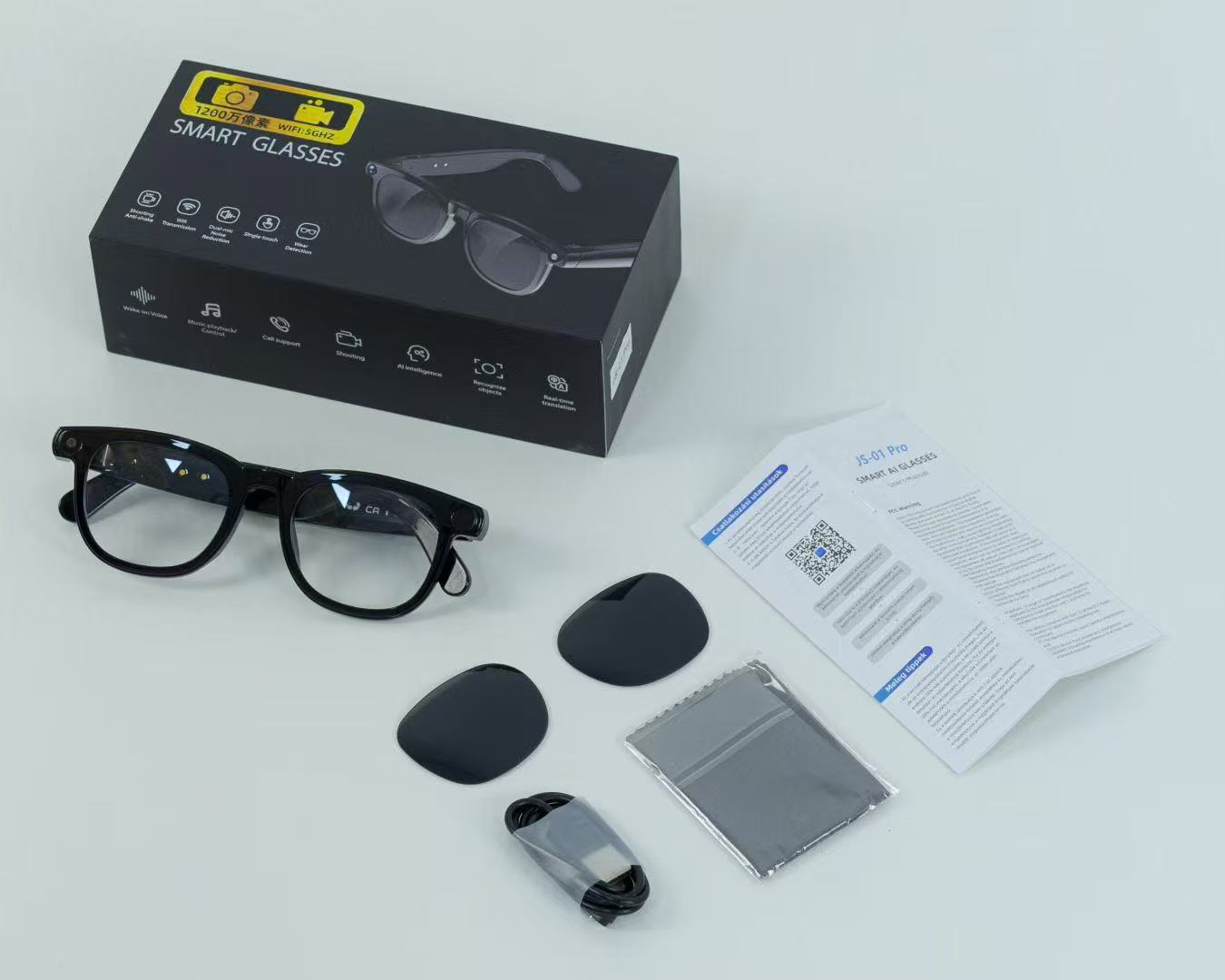 JS01PRO Smart AI Glasses 12MP Camera Picture Translation Recording Video Call Photo Translation Glasses
