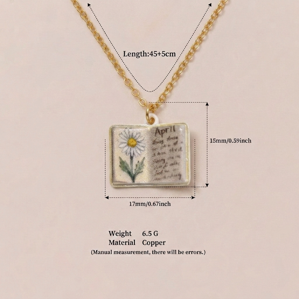 四月雏菊书本项链