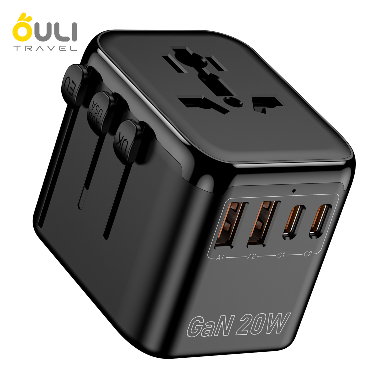 2A2C Universal Adapter Plug Travel Abroad PD20W Socket Converter QC18W UK/AU Standard Converter Plug