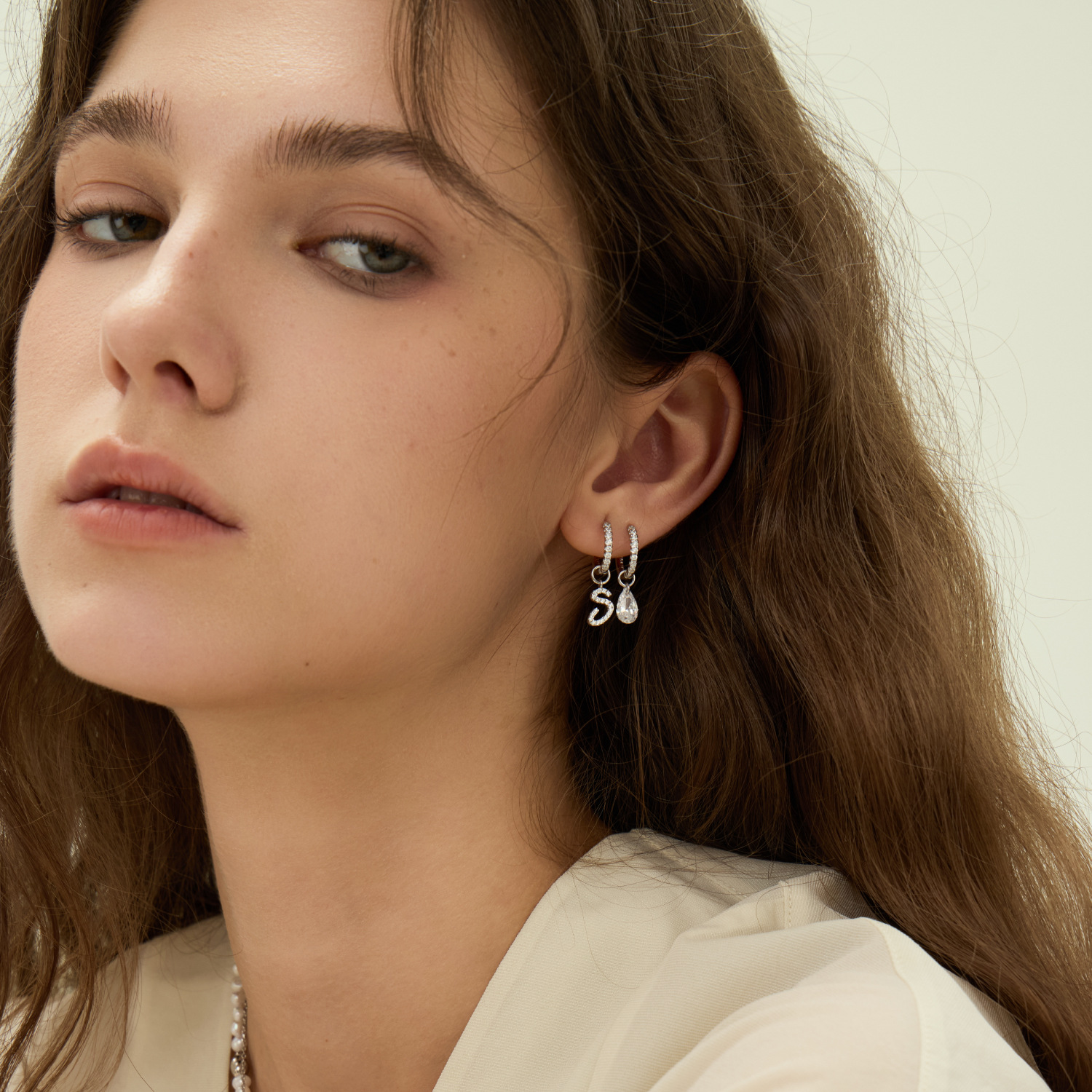 Exclusive Initial Letter Earrings AB Stud Earrings Original Design Ear Accessories