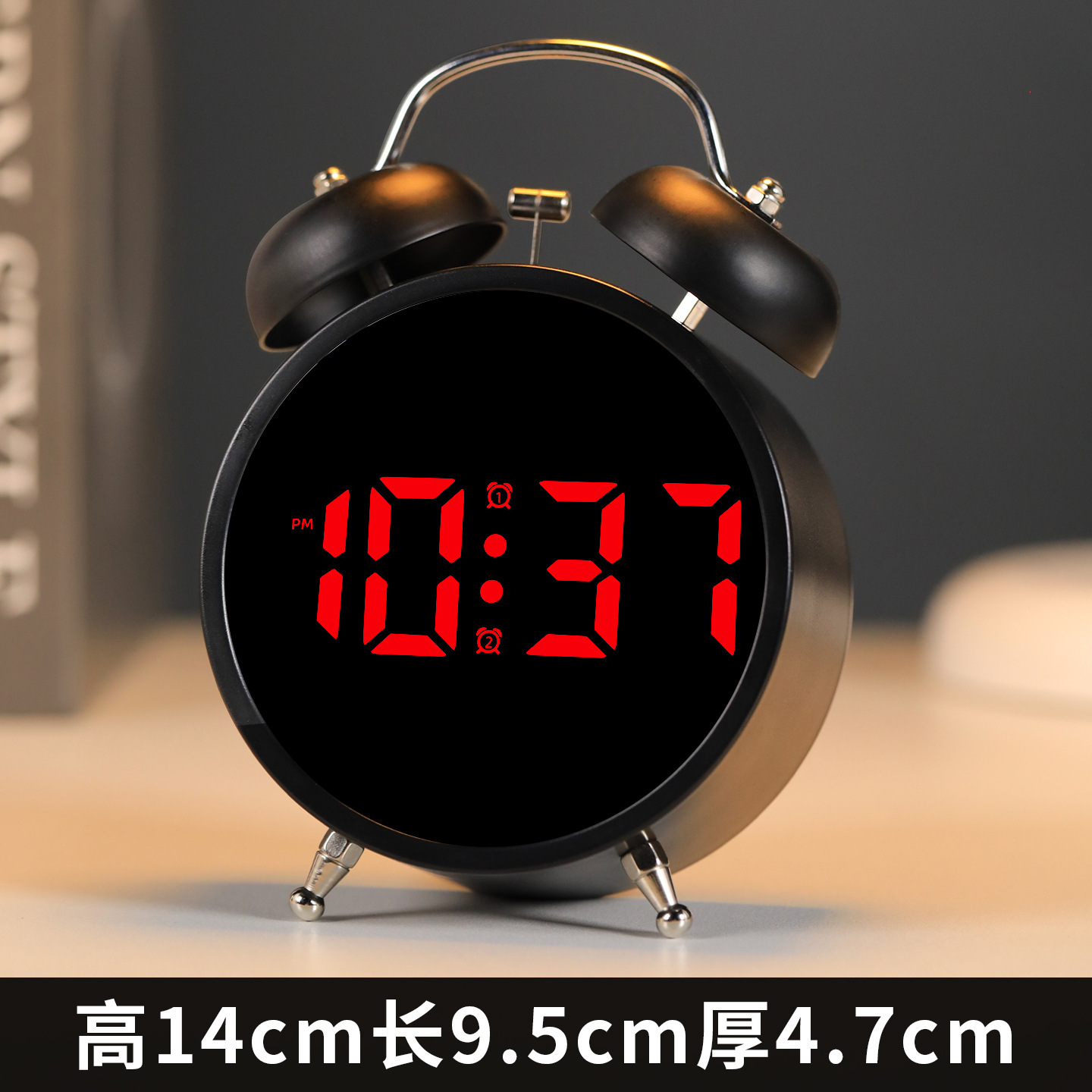 Alarm clock wake-up student special get up LED electronic display mechanical ringing super loud sound alarm