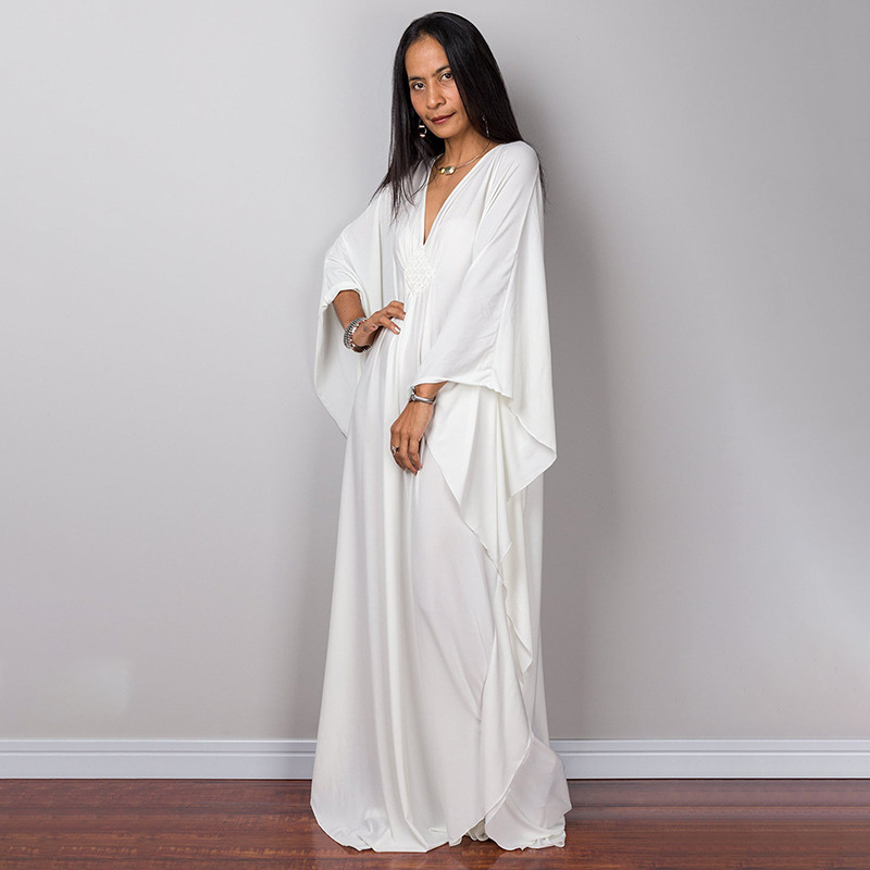 New Solid Color Middle Woven Robe Beach Long Dress Loose Bikini Cover Up Swimsuit Sun Protection Outer Women