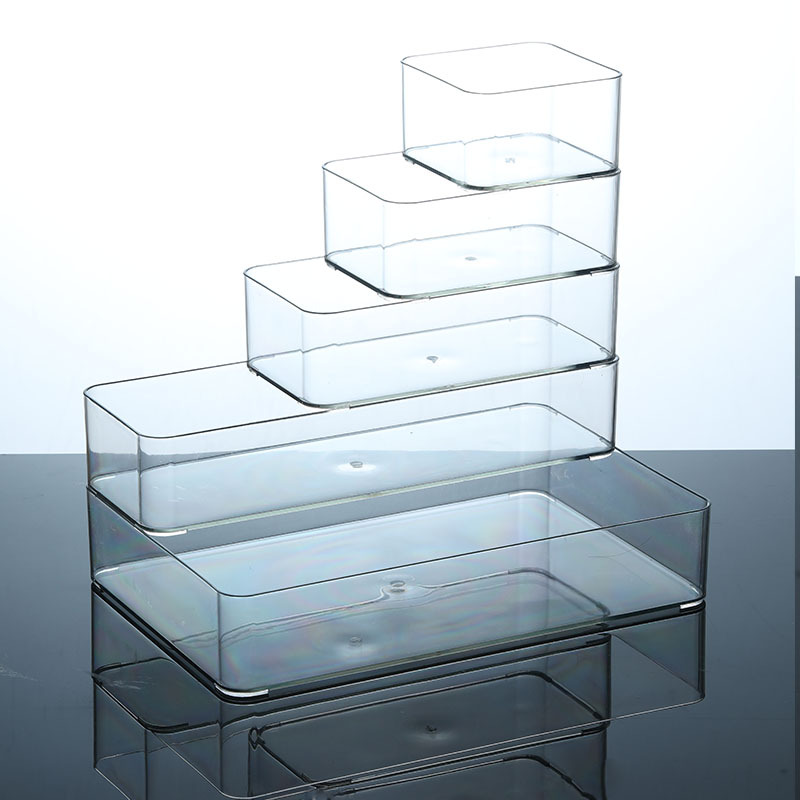 Desktop storage box, narrow and tall, transparent acrylic for snacks, kitchen, mirror cabinet, files, bathroom