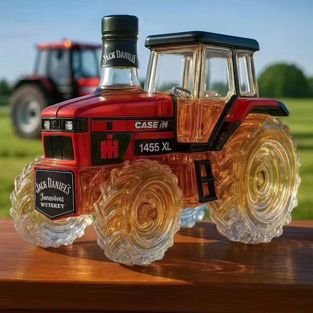 Safe packaging tractor shape high borosilicate glass wine bottle whiskey bottle decanter