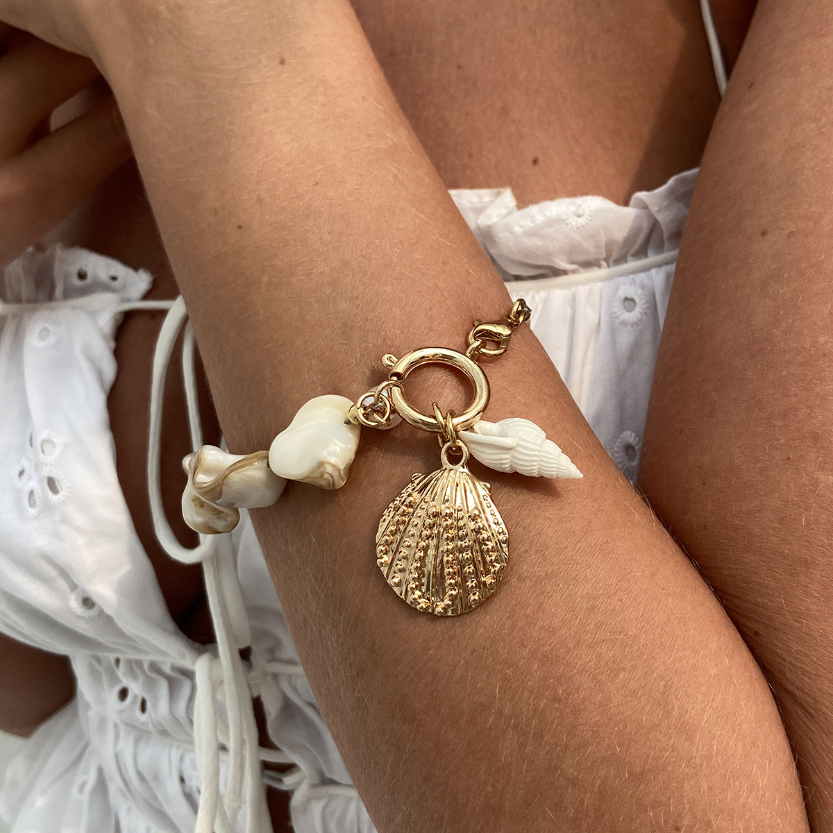 Jewelry vacation conch starfish alloy pendant necklace casual beach shell锁骨链 set