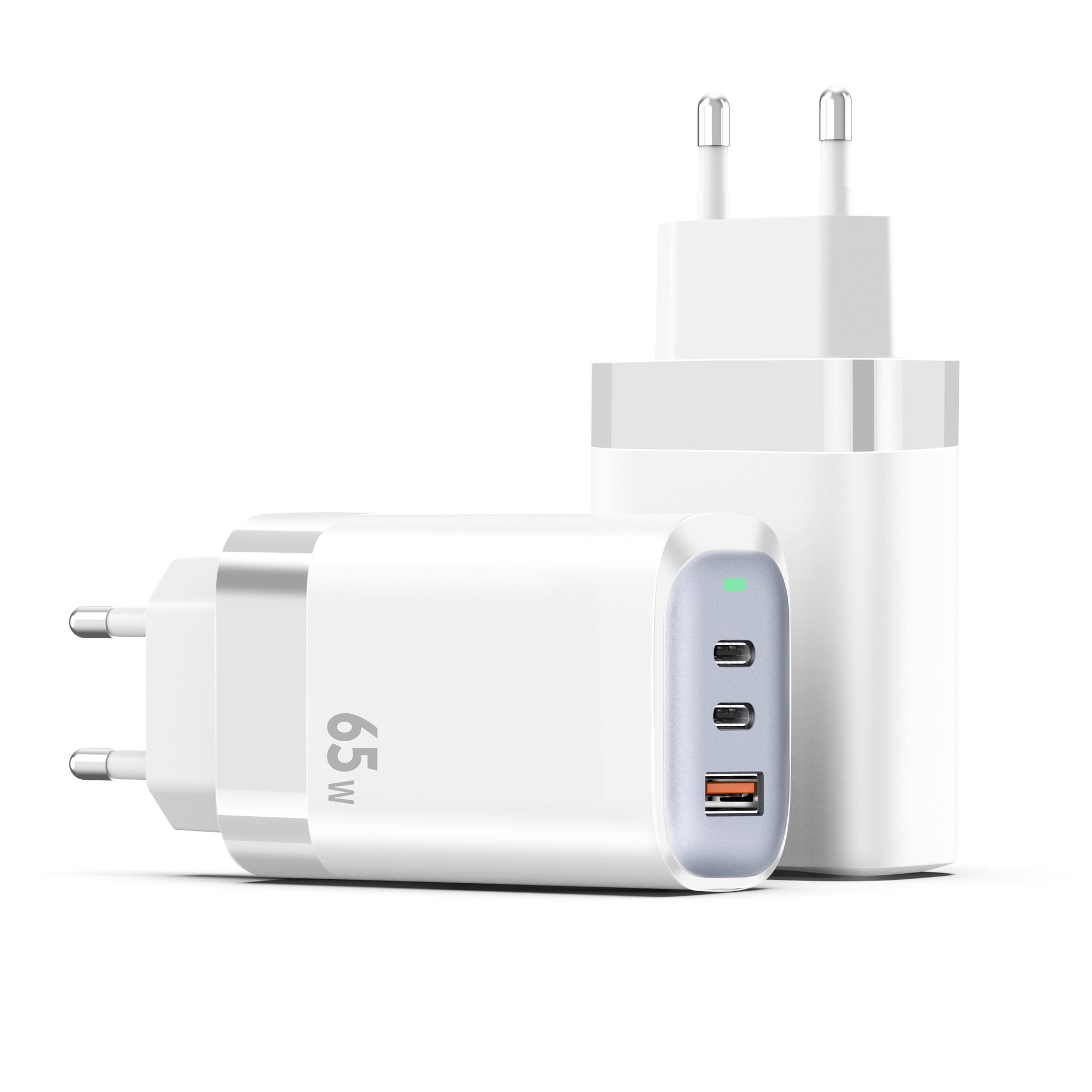 65W GaN 3-Port Charger Certified Fast Charging Phone Charger Adapter