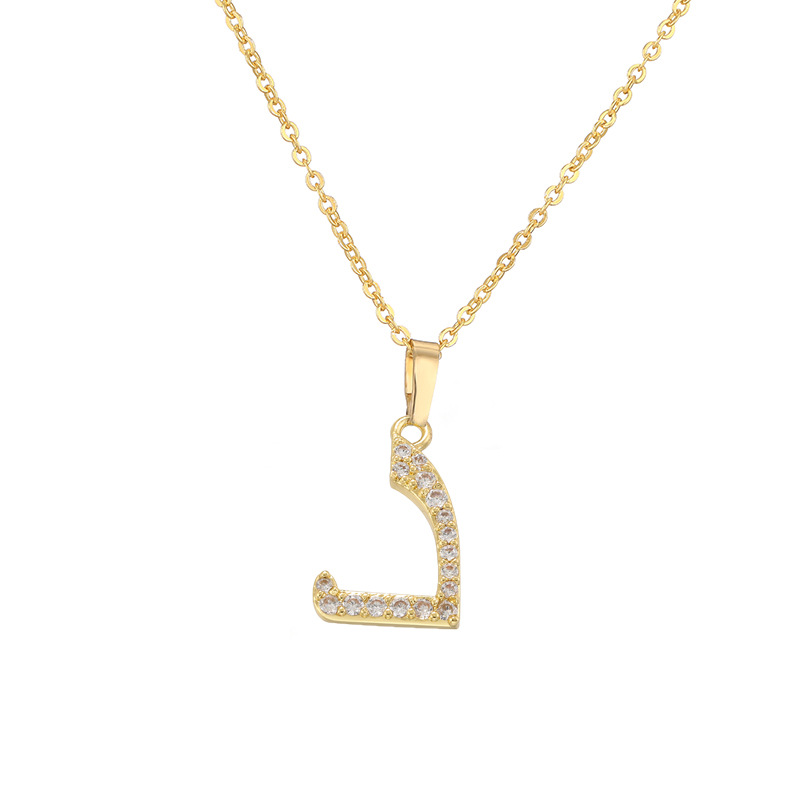 HECHENG Jewelry Copper Inlaid Zircon Arabic Letter Pendant Necklace Hip Hop Letter Choker