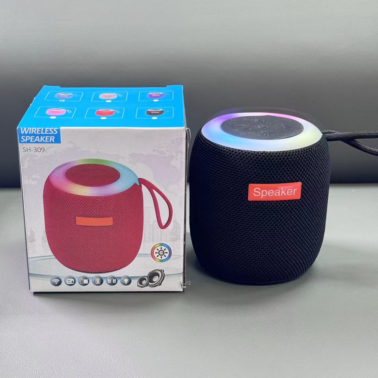 Bluetooth outdoor cycling speaker RGB light wireless card slot ambient light desktop speaker outdoor speaker fabric