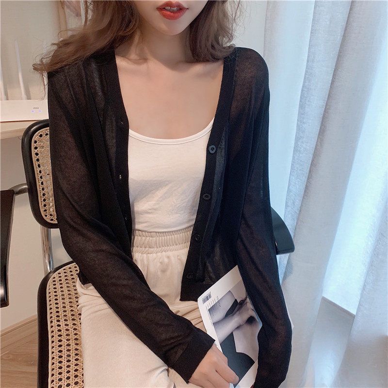 Large Size Loose Shawl Summer Thin Candy Color Super Fairy Sun Protection Ice Silk Knit Cardigan Knit Top